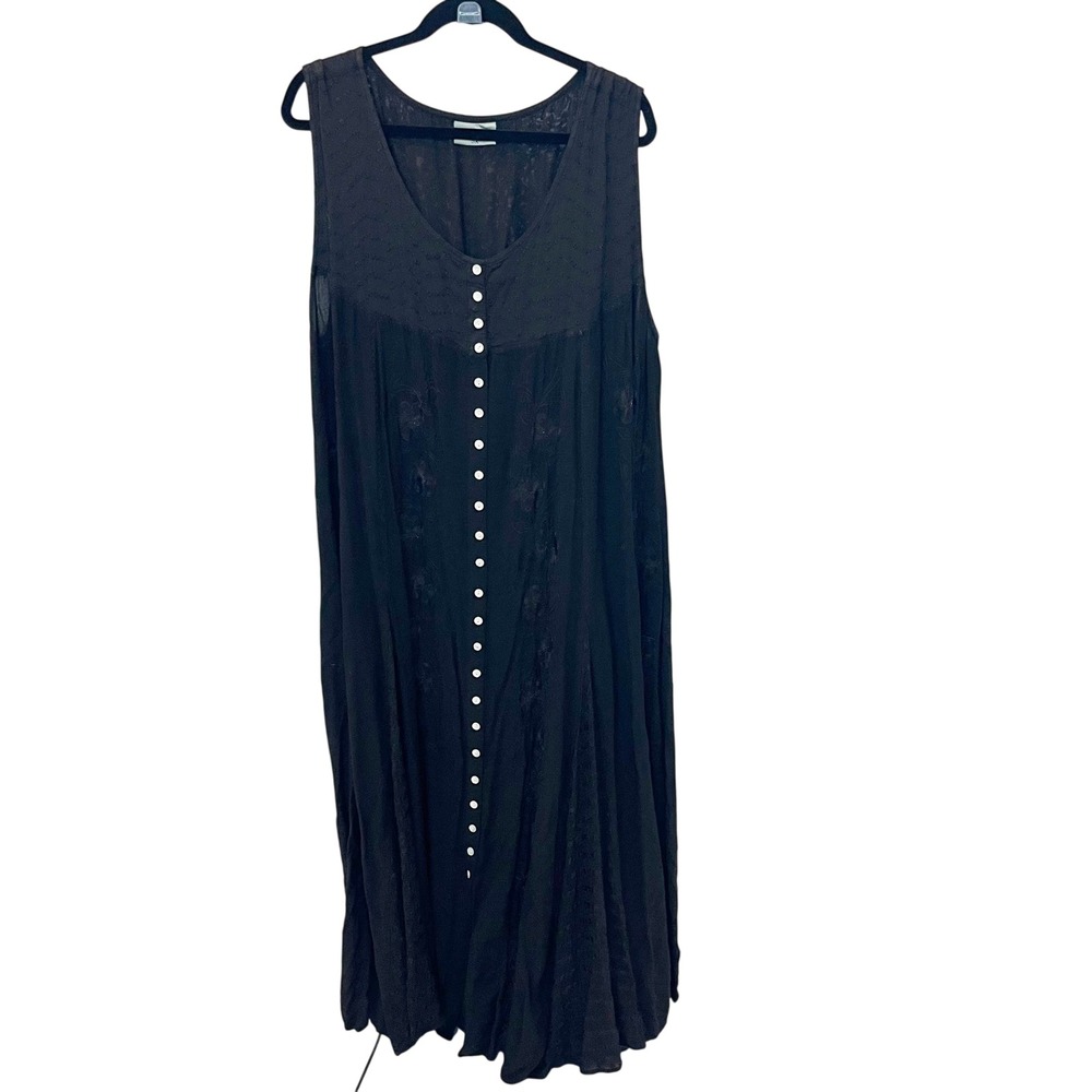 HolyClothing Black Embroidered Boho Renaissance Fairy Midi Dress Womens Size 5X